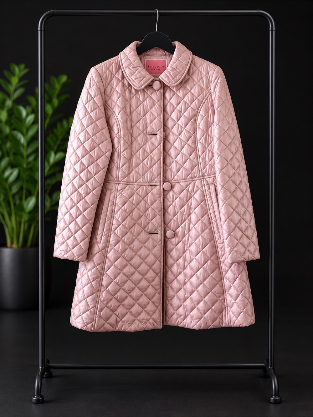 kate spade Soft Pink Quilted A-Line Puffer Coat
